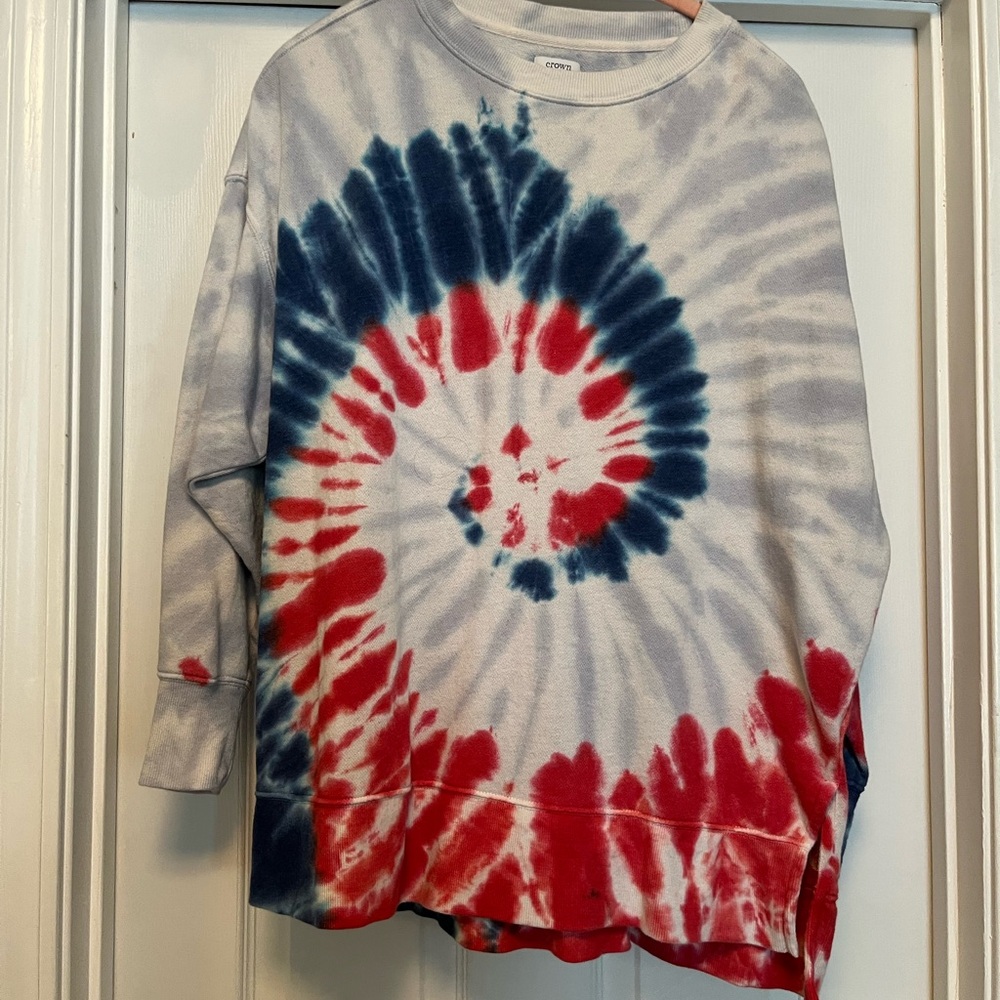crown & ivy Kids Spiral Tie-Dye Sweatshirt - Red and Blue